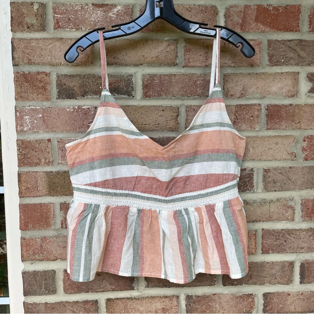Roxy multicolor stripe spaghetti strap boho tank top NWT XL